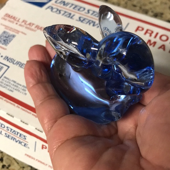 Blue Glass Paperweight Rabbit - Picture 3 of 6